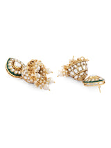 Women's Green Meenakari Kundan Bridal Long Dazzling Necklace Earring Maangtikka Set