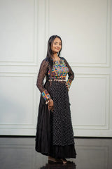 Women's Black Embroidered  Festive Wear Kurti