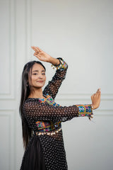 Women's Black Embroidered  Festive Wear Kurti