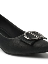Women's Black Casual Slip-On Heels