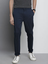 Men's Slim Fit Solid Mid Rise Stretchable Knitted Jogger Trousers