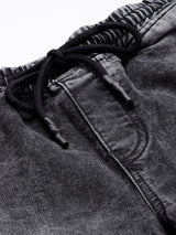 Men's Slim Fit Solid Mid Rise Stretchable Denim Joggers