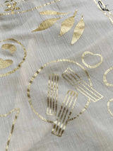 Women's White Cotton Viscose Saree