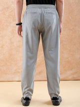 Men's Relaxed Cropped Solid Mid Rise Stretchable Trousers