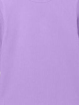 Girls Purple Casual Solid Regular Fit Full Sleeves Tshirt