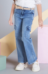 Girls Blue Casual Wear Pant