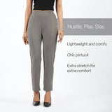 Women's Gray Formal Solid Pant