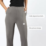 Women's Gray Formal Solid Pant