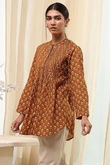 Women's Brown Festive Three Quarter Sleeves Shirt