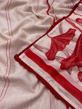 Women's White Mul Cotton Saree