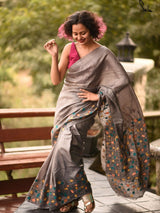 Women's Gray Silk Saree