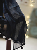 Women's Black Mul Cotton Saree