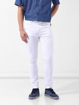 Men's White Casual Slim Fit Jeans
