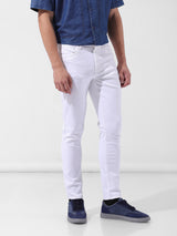 Men's White Casual Slim Fit Jeans