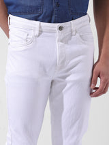 Men's White Casual Slim Fit Jeans