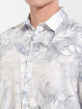 Men's Grey Casual Regular Fit Round Neck Full Sleeves Shirt