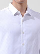 Men's White Casual Slim Fit Round Neck Full Sleeves Shirt