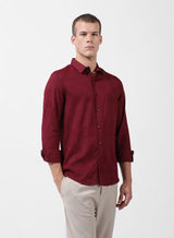 Men's Maroon Casual Slim Fit Round Neck Full Sleeves Shirt