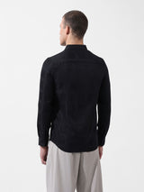 Men's Black Casual Slim Fit Textured Full Sleeves Shirt