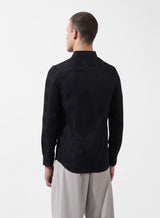 Men's Black Casual Slim Fit Round Neck Full Sleeves Shirt
