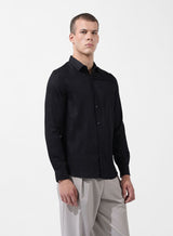 Men's Black Casual Slim Fit Round Neck Full Sleeves Shirt