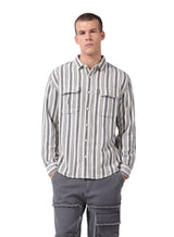 Men's Grey Casual Regular Fit Round Neck Full Sleeves Shirt