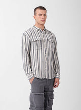 Men's Grey Casual Regular Fit Round Neck Full Sleeves Shirt