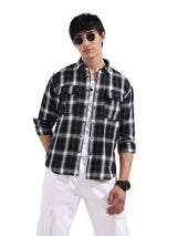 Men's Black Casual Regular Fit Round Neck Full Sleeves Shirt