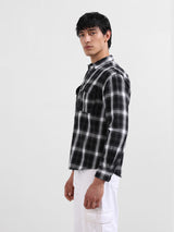 Men's Black Casual Regular Fit Round Neck Full Sleeves Shirt