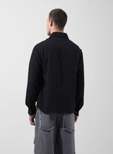 Men's Black Casual Regular Fit Round Neck Full Sleeves Shirt