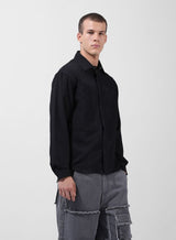 Men's Black Casual Regular Fit Round Neck Full Sleeves Shirt