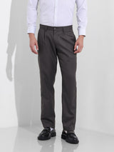 Men's Brown Regular Fit Self Design Mid Rise Trouser