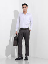 Men's Brown Regular Fit Self Design Mid Rise Trouser