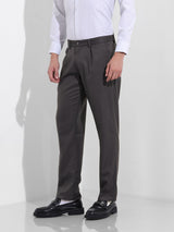 Men's Brown Regular Fit Self Design Mid Rise Trouser