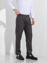 Men's Brown Regular Fit Self Design Mid Rise Trouser