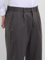 Men's Brown Regular Fit Self Design Mid Rise Trouser