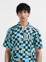 Men's Green Casual Baggy Fit Polo Collar Half Sleeves Shirt