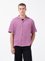 Men's Pink Casual Relaxed Fit Solid Cuban Collar Half Sleeves Shirt