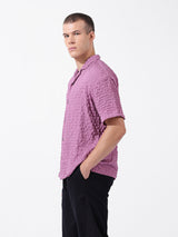 Men's Pink Casual Relaxed Fit Solid Cuban Collar Half Sleeves Shirt