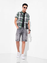 Men's Green Casual Slim Fit Round Neck Half Sleeves Shirt