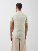 Men's Green Casual Slim Fit Checked Half Sleeves Shirt