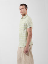 Men's Green Casual Slim Fit Checked Half Sleeves Shirt