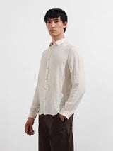 Men's Cream Casual Regular Fit Round Neck Full Sleeves Shirt