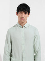 Men's Green Casual Regular Fit Round Neck Full Sleeves Shirt