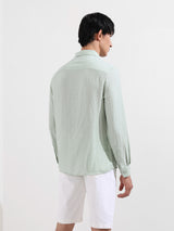 Men's Green Casual Regular Fit Round Neck Full Sleeves Shirt