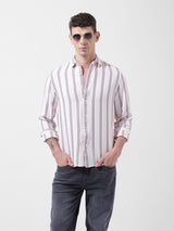 Men's Pink Casual Regular Fit Round Neck Full Sleeves Shirt
