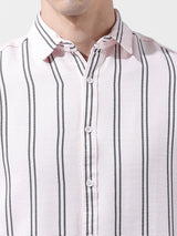 Men's Pink Casual Regular Fit Round Neck Full Sleeves Shirt