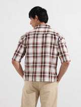 Men's Brown Casual Oversized Fit Polo Collar Half Sleeves Shirt