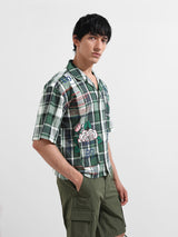 Men's Green Casual Oversized Fit Polo Collar Half Sleeves Shirt