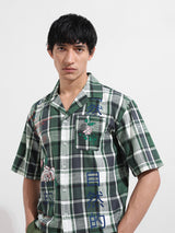 Men's Green Casual Oversized Fit Polo Collar Half Sleeves Shirt